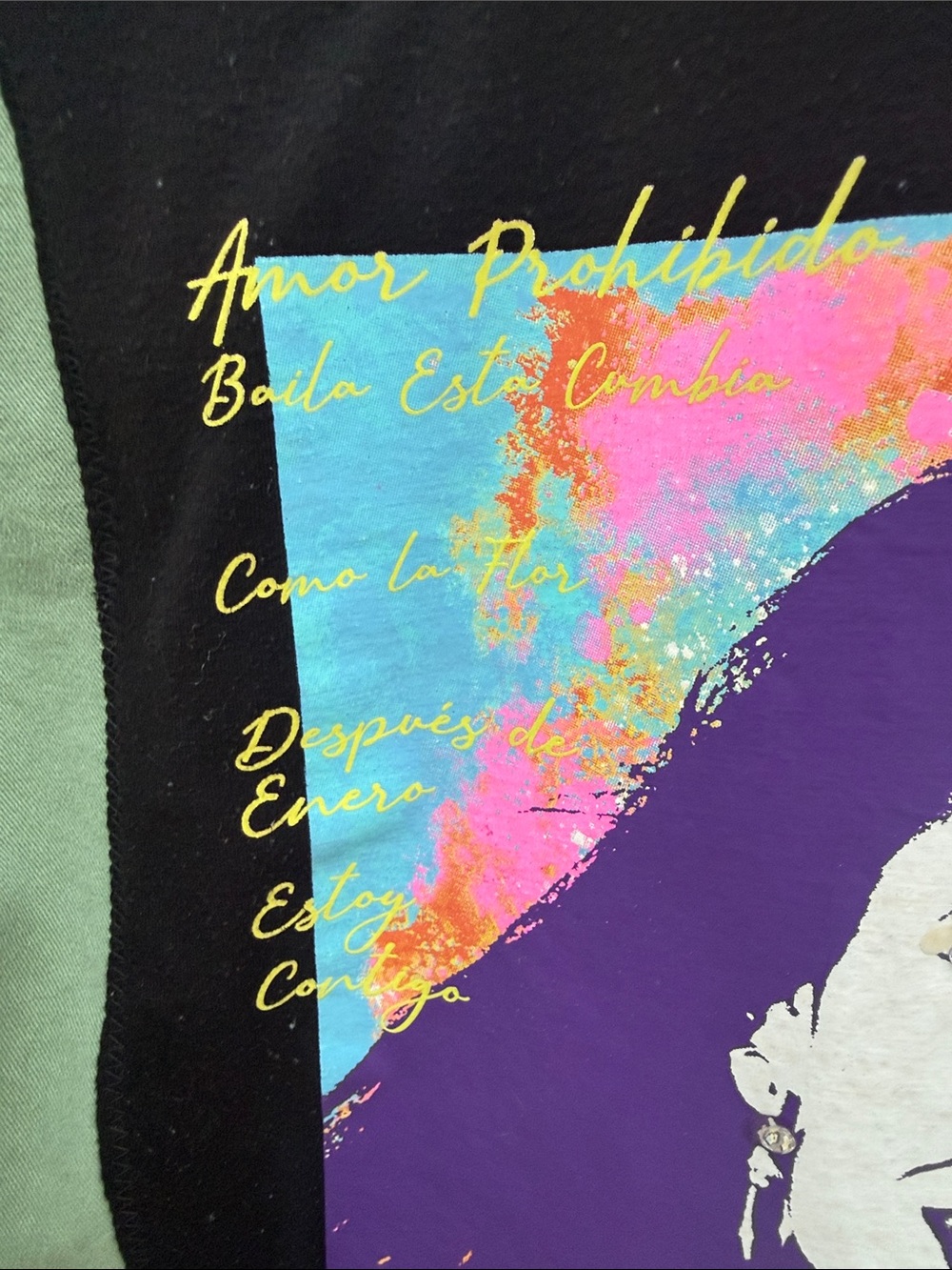 Custom @blingqueendee Army Cargo Selena Vintage concert tee sewn onto Jacket - Picture 3 of 11
